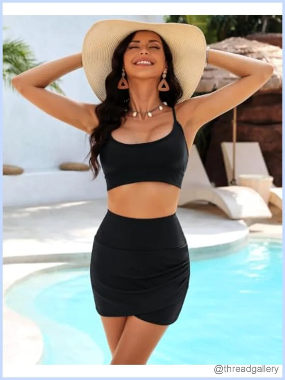 High Waisted Swim Skirt Bottoms with Tummy Control Ruched Tulip Hem